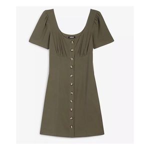 Express Olive Green Button Scoop Mini Dress